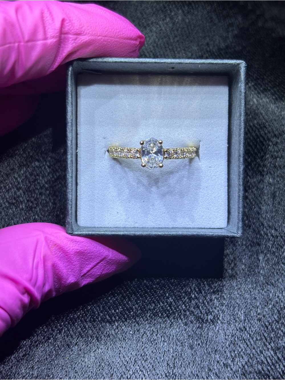 Yellow Gold AAA CZ Oval-Cut Solitaire Ring Size 7